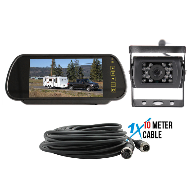 Elinz 7" 2 Channel Clip-on Mirror AHD Monitor 1080P Reversing Camera Kit