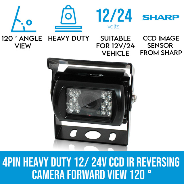 Elinz 4PIN Heavy Duty 12/ 24V CCD IR Colour Reverse Reversing Camera Forward view 120 degree