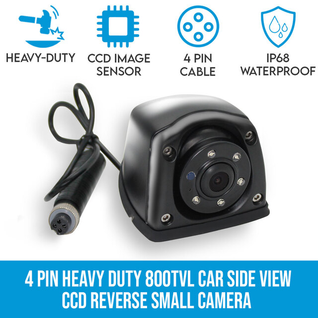 Elinz 4 PIN Heavy Duty 800TVL Car Side View CCD Reverse Small Camera Waterproof Bus Truck Caravan