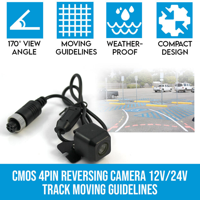 Elinz CMOS 4PIN Reversing Camera RearView 12V/24V Track Moving Guidelines
