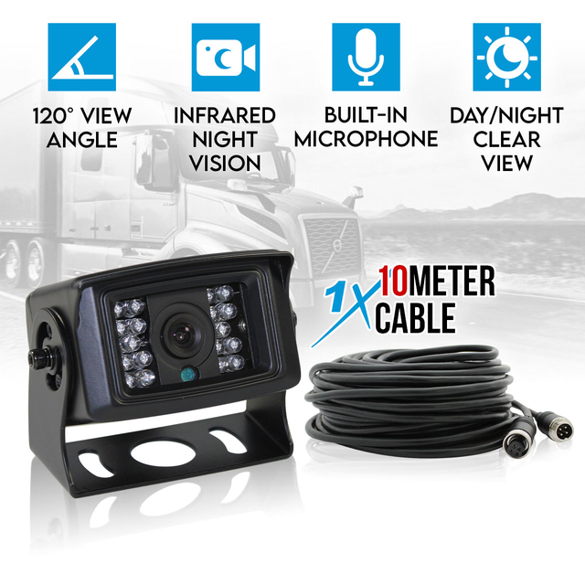 Elinz 4 PIN Heavy Duty 12V 24V CCD IR Reversing Camera 10M with built-in Microphone