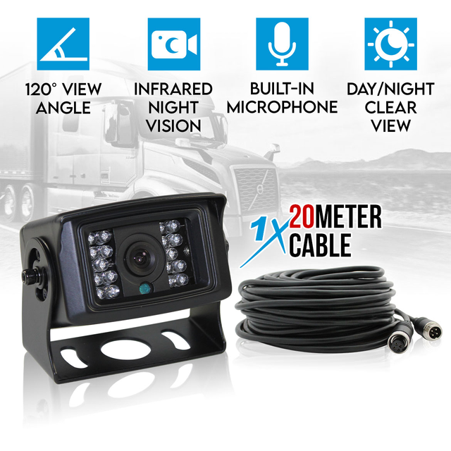 Elinz 4 PIN Heavy Duty 12V 24V CCD IR Reversing Camera 20M with built-in Microphone