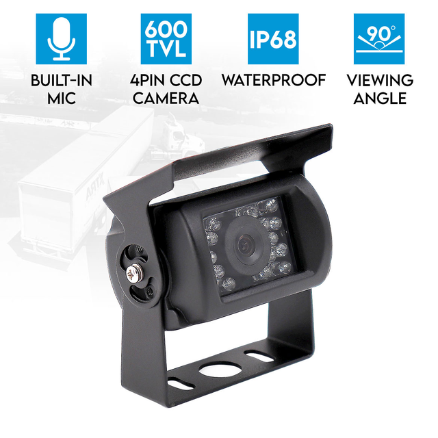 Elinz 4 PIN Reversing Camera CCD IR Night Vision with Mic 600TVL Car Truck Caravan