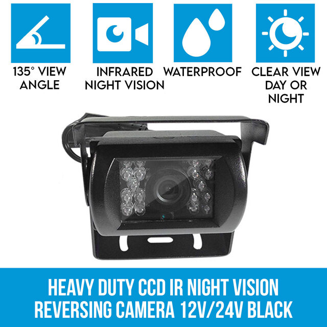 Elinz Heavy Duty CCD IR 12V/24V Colour reversing camera BLACK