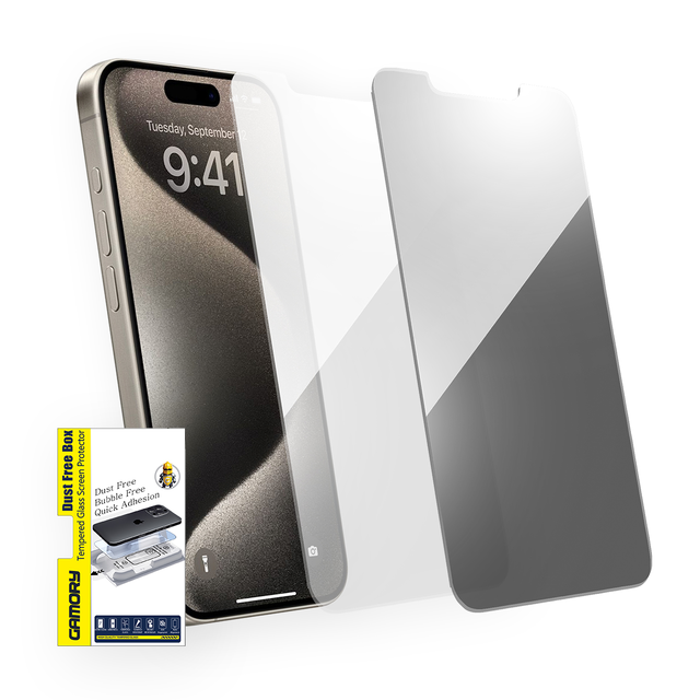 Gamory Screen Protector for iPhone 15 Pro Tempered Glass Easy Install Kit HD Clear or Privacy Screen