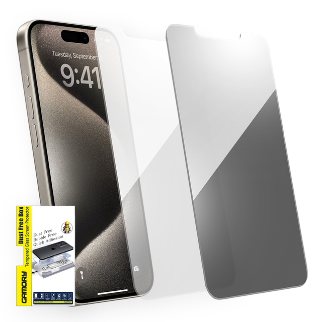 Gamory Screen Protector for iPhone 15 Pro Max Tempered Glass Easy Install Kit HD Clear or Privacy Screen