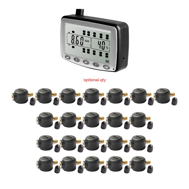 Truck TPMS Tyre Pressure Monitoring System with Low-Pressure Flow-Thru Sensors 0-87 PSI