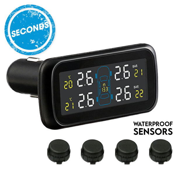 SECONDS - Elinz Car Auto Wireless Digital TPMS Tire Tyre Pressure Monitoring System Waterproof Sensors