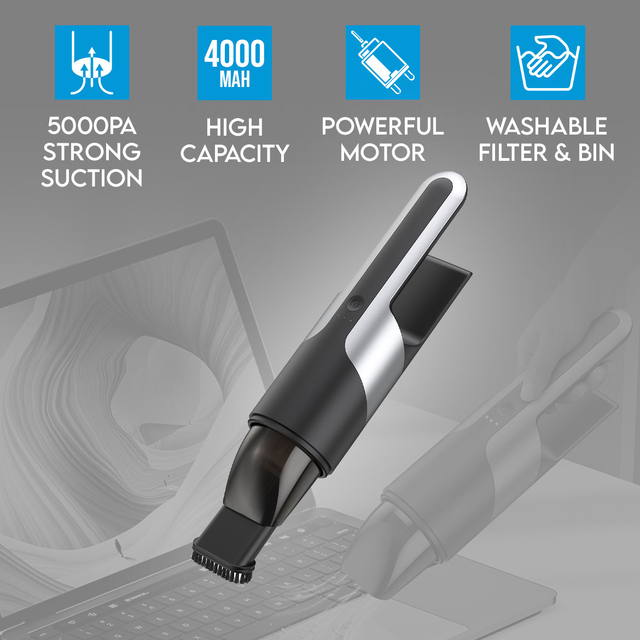 Cordless Strong Suction 5000PA Handheld Car Vacuum Cleaner Portable 4000mAh Powerful Motor