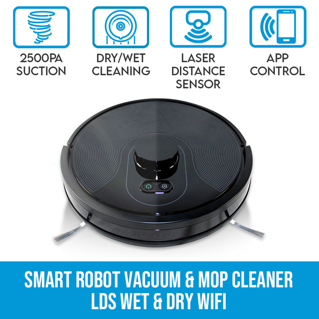 Elinz Smart Robot Vacuum & Mop Cleaner LDS Laser Navigation Self-Charging Wet and Dry WiFi 2500PA Electric Water Tank