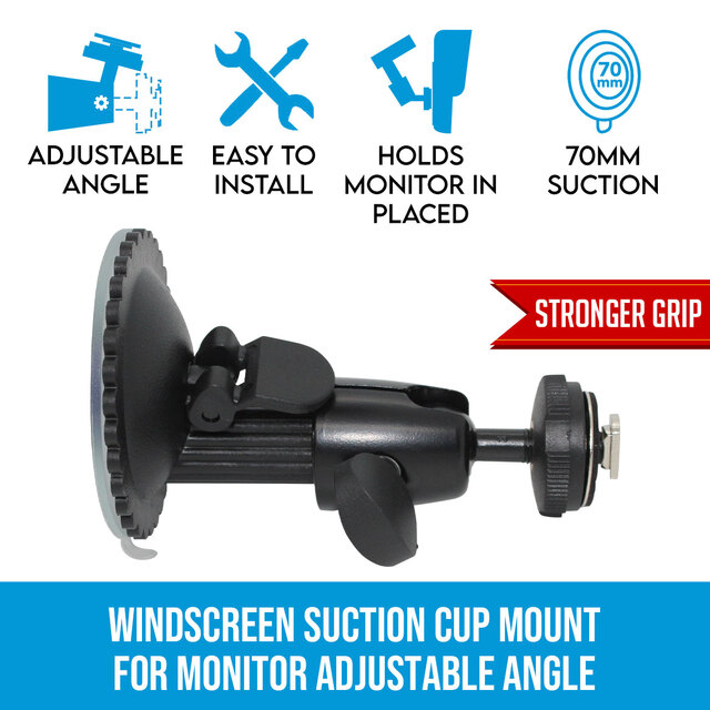 Elinz Windscreen Suction Cup Mount for Monitor Adjustable Angle