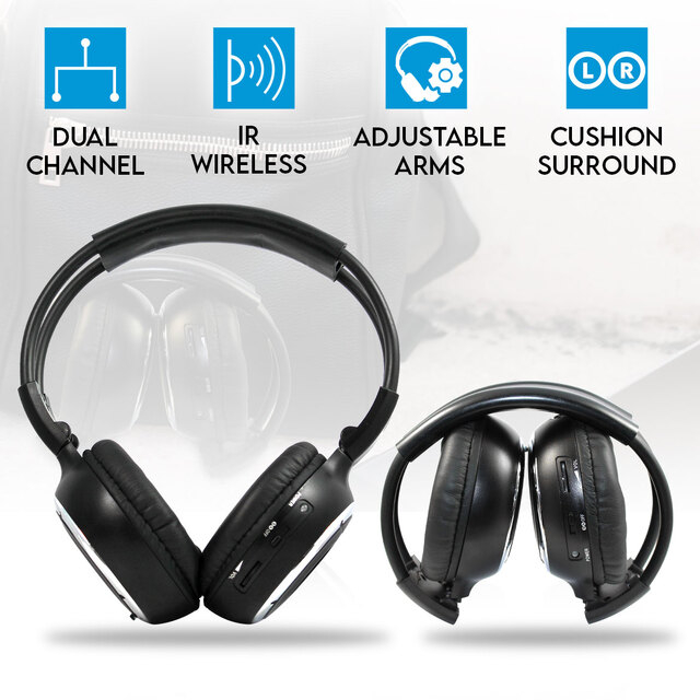 Elinz WIRELESS IR CORDLESS Dual Channel Headphone PAIR